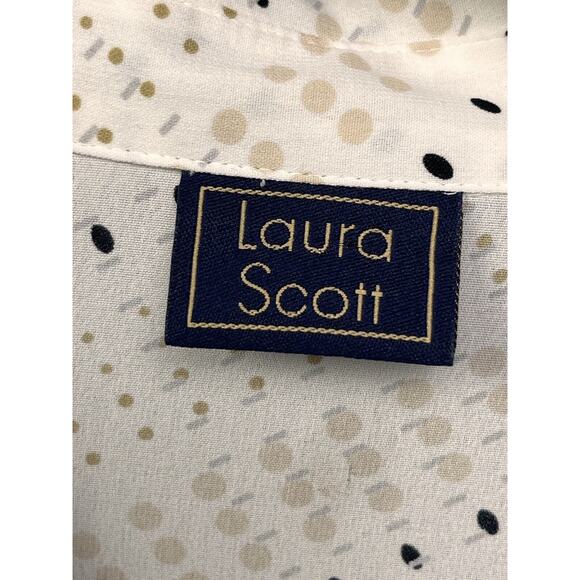 Laura Scott Shirt Womens Plus Size 18 Top Button Up Semi Sheer Polka Dot Office - Picture 4 of 6